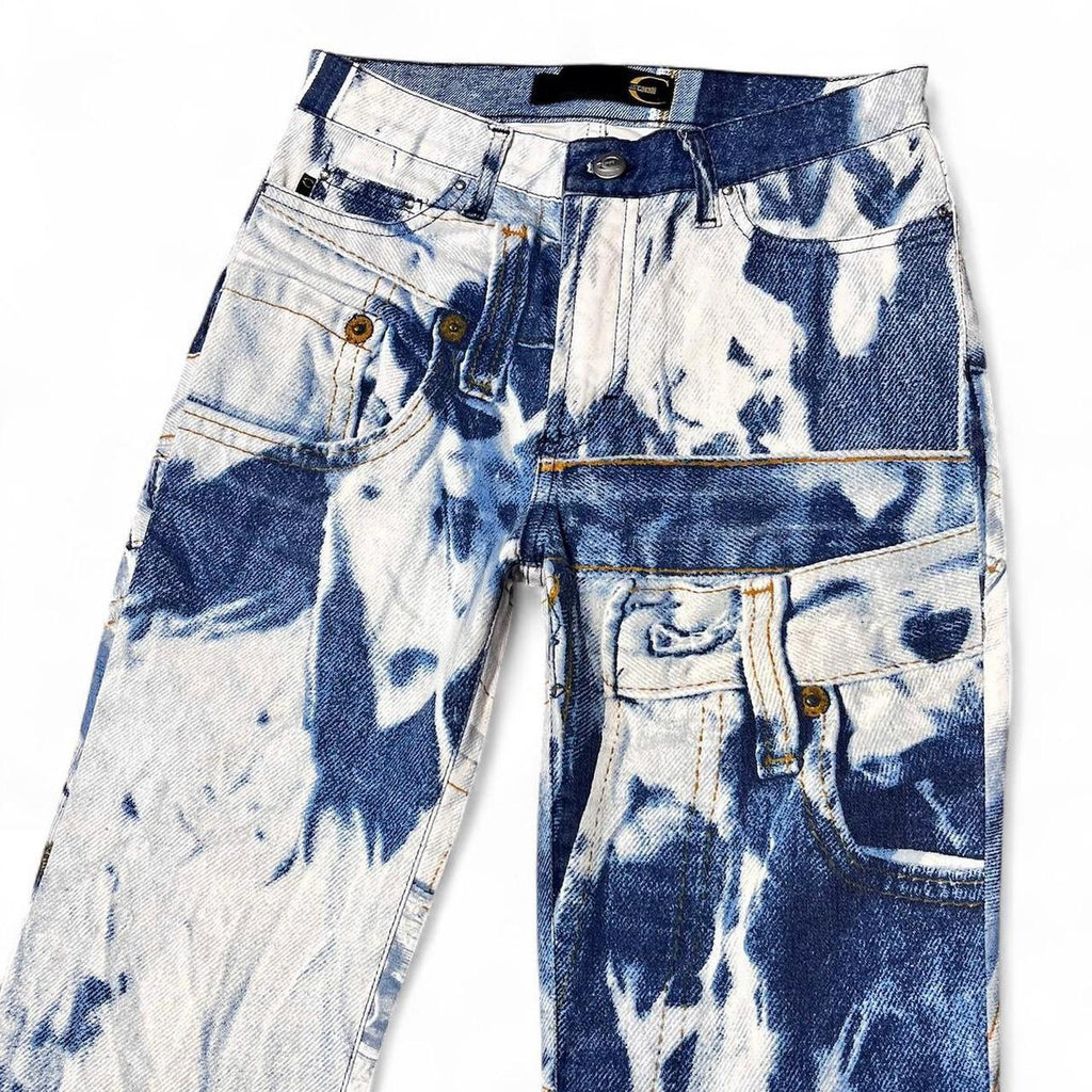 Tromp l’oeil triple denim print jeans