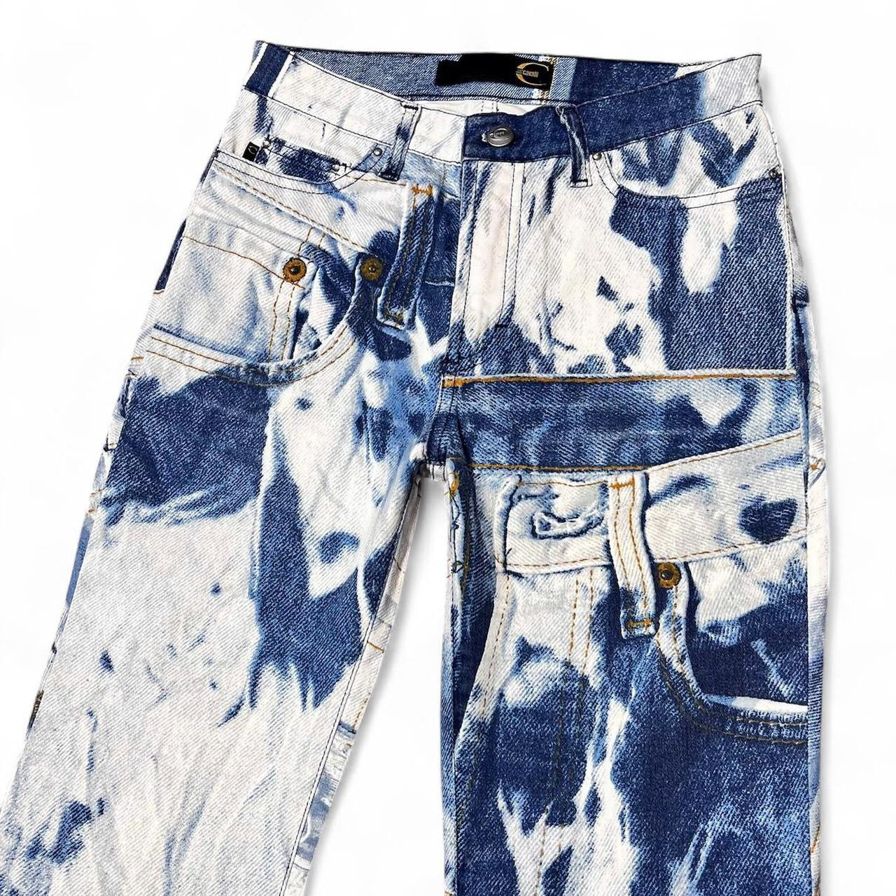 Tromp l’oeil triple denim print jeans