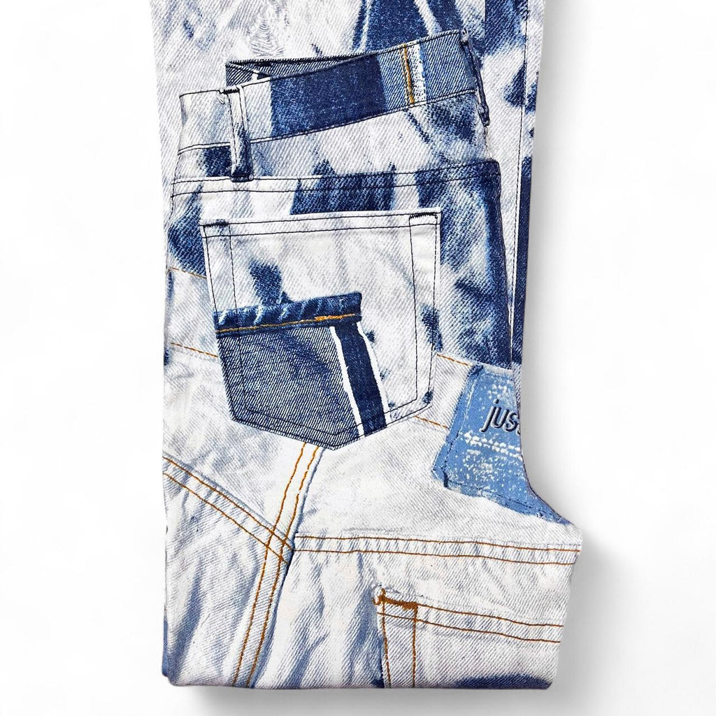 Tromp l’oeil triple denim print jeans
