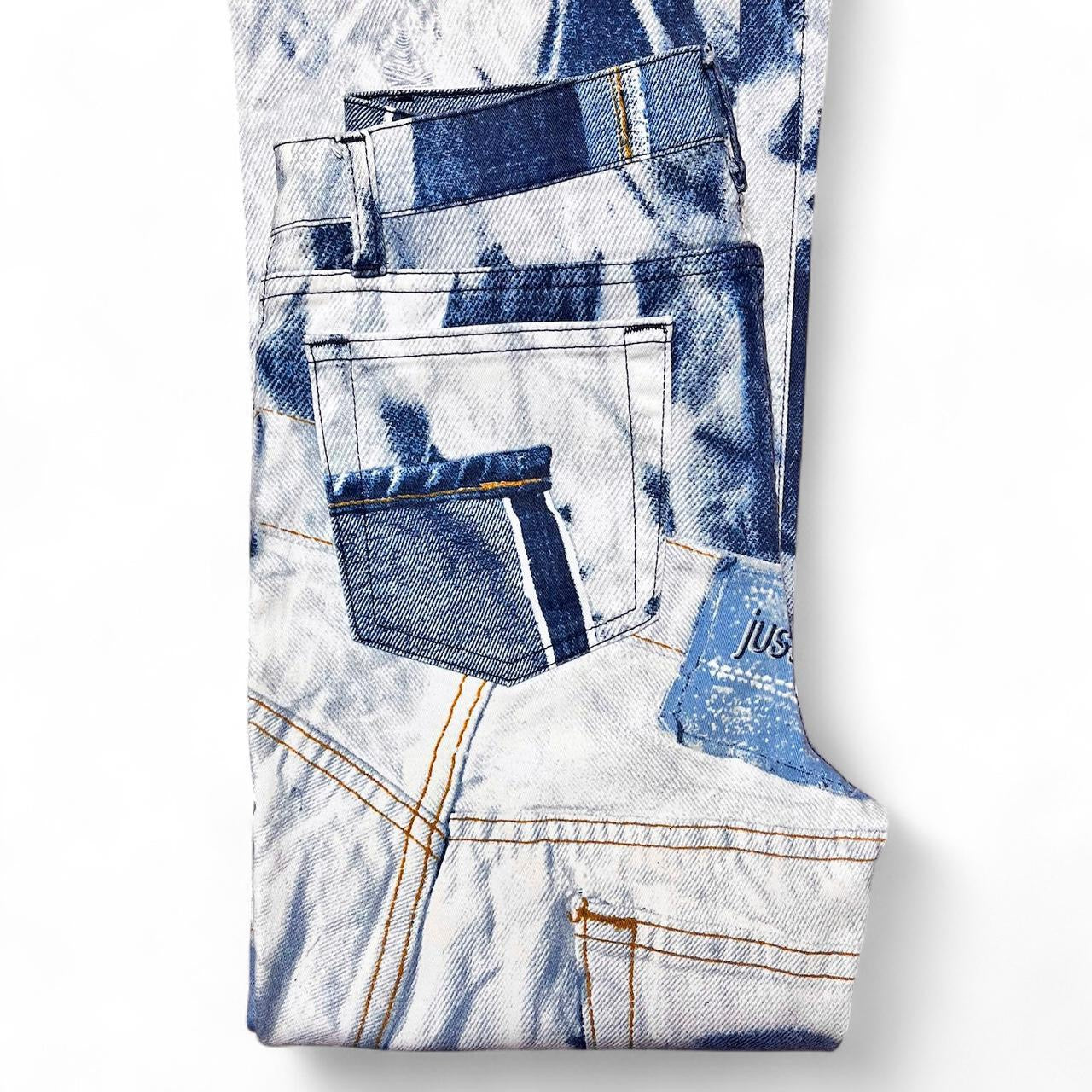 Tromp l’oeil triple denim print jeans
