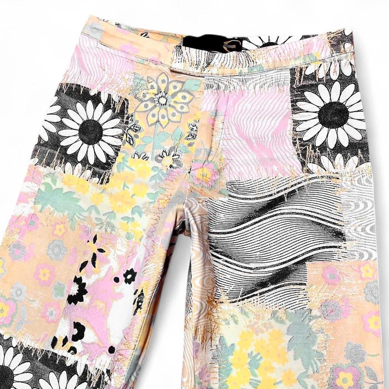 Patchwork floral print trousers