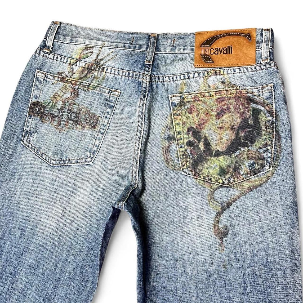 Faded angel print jeans