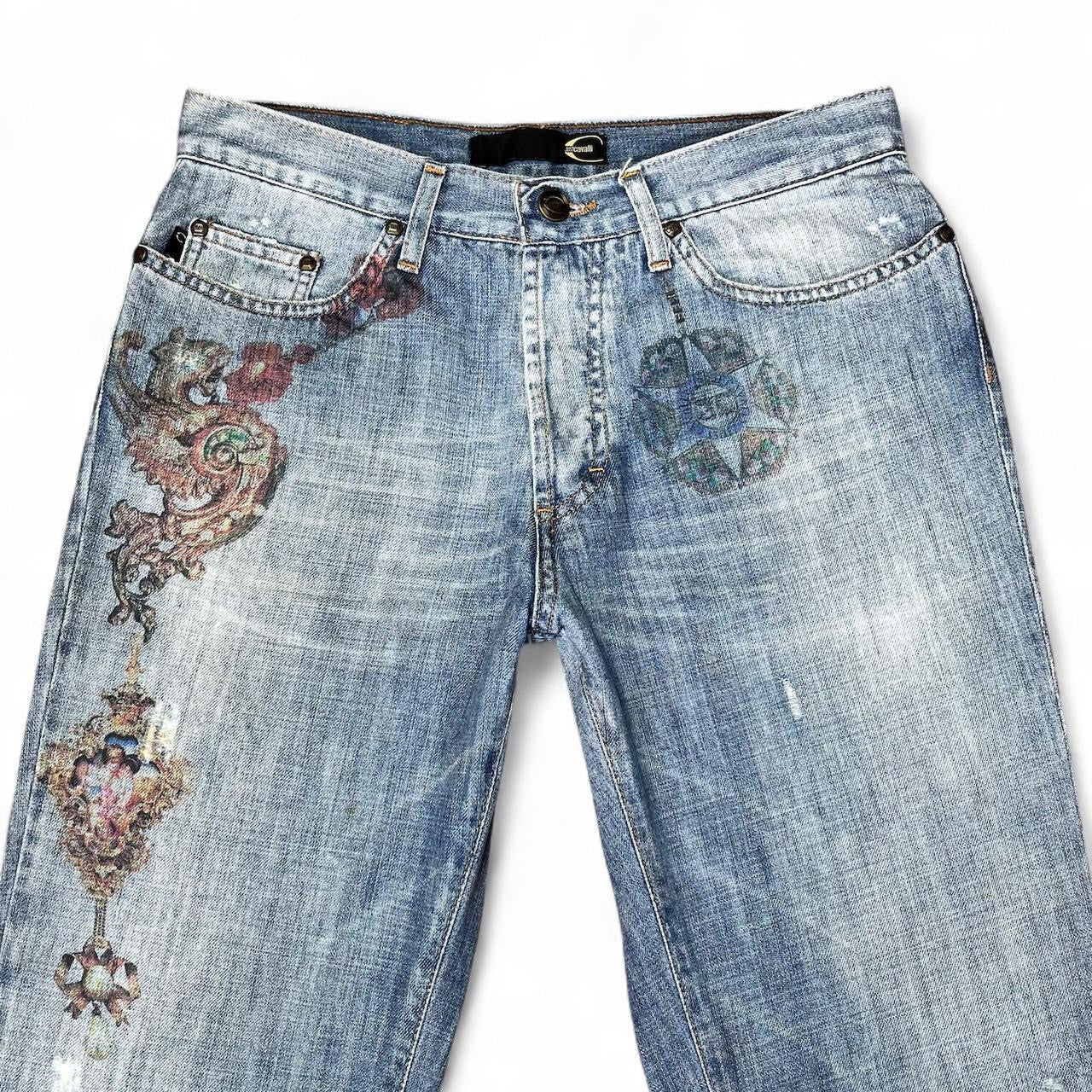Faded angel print jeans