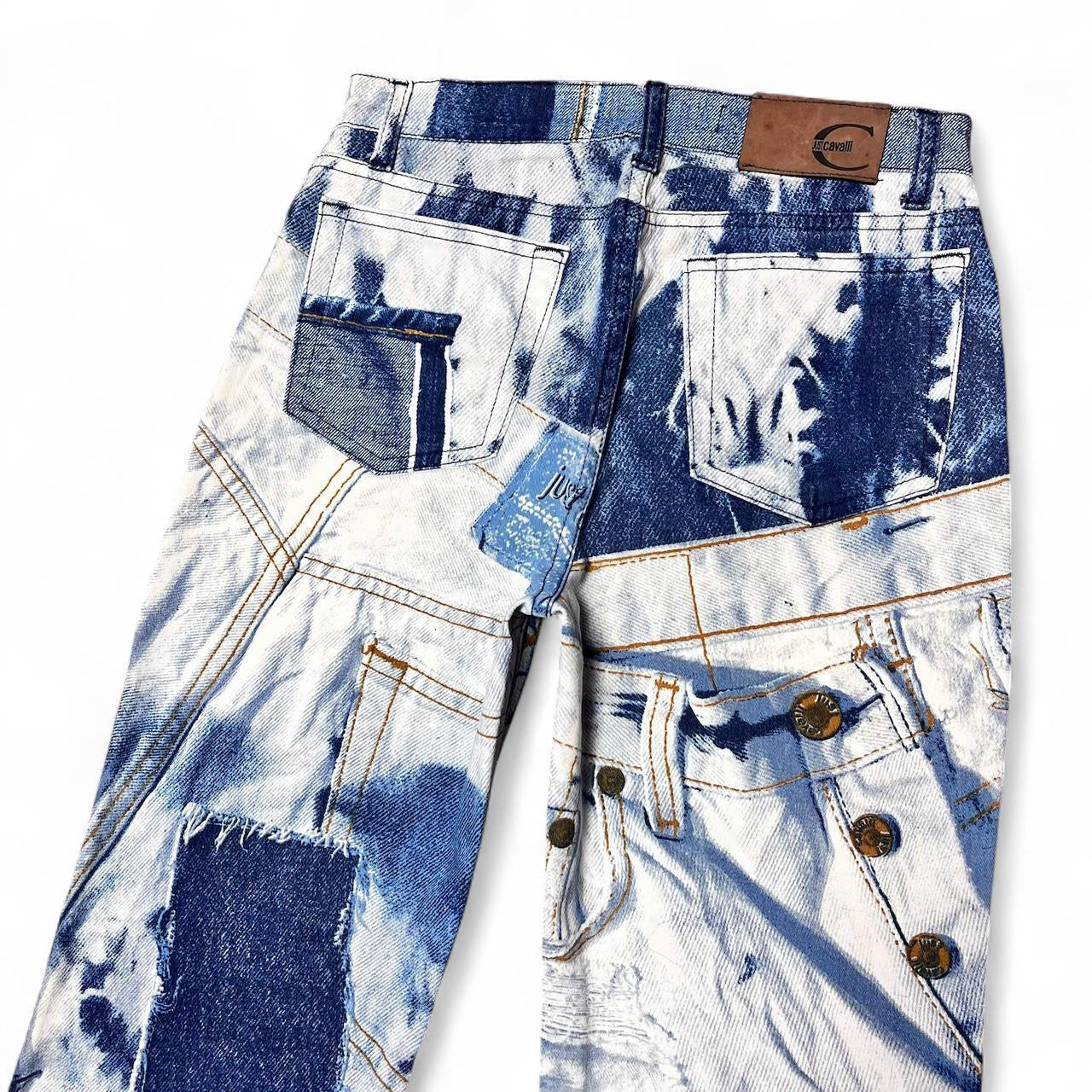 Tromp l’oeil triple denim print jeans