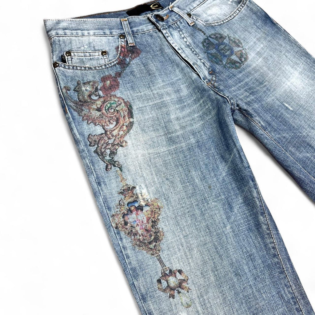 Faded angel print jeans