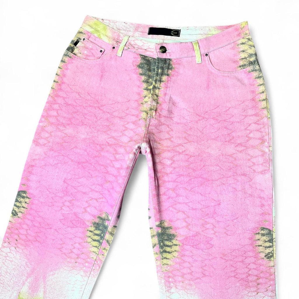 Pink mirrored snakeskin jeans (SS2001 collection)