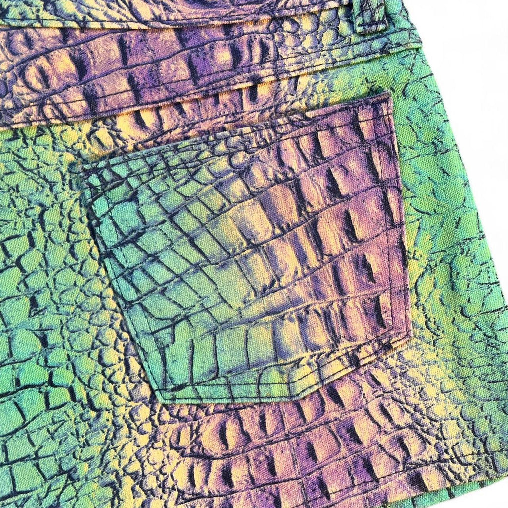 Micro mini 3D croc shorts