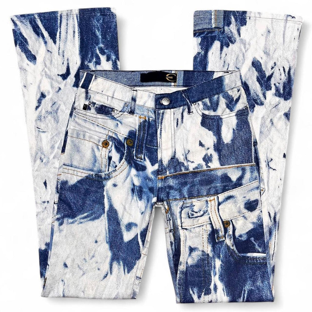 Tromp l’oeil triple denim print jeans