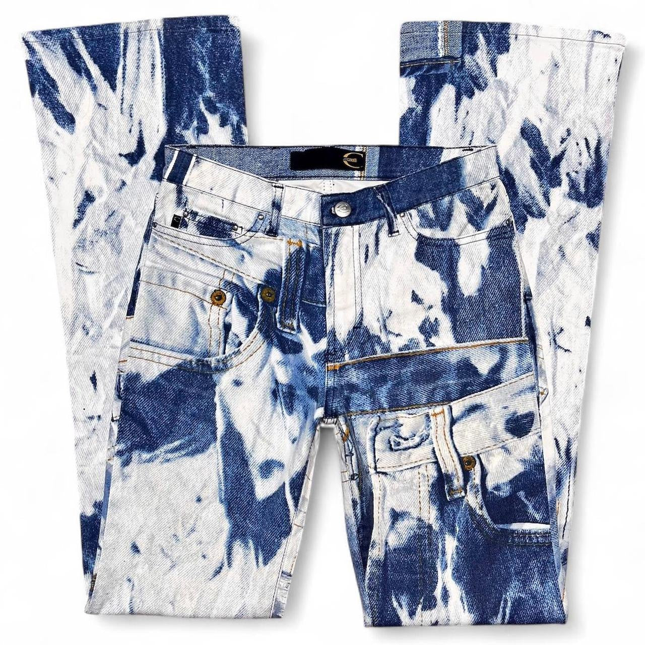 Tromp l’oeil triple denim print jeans