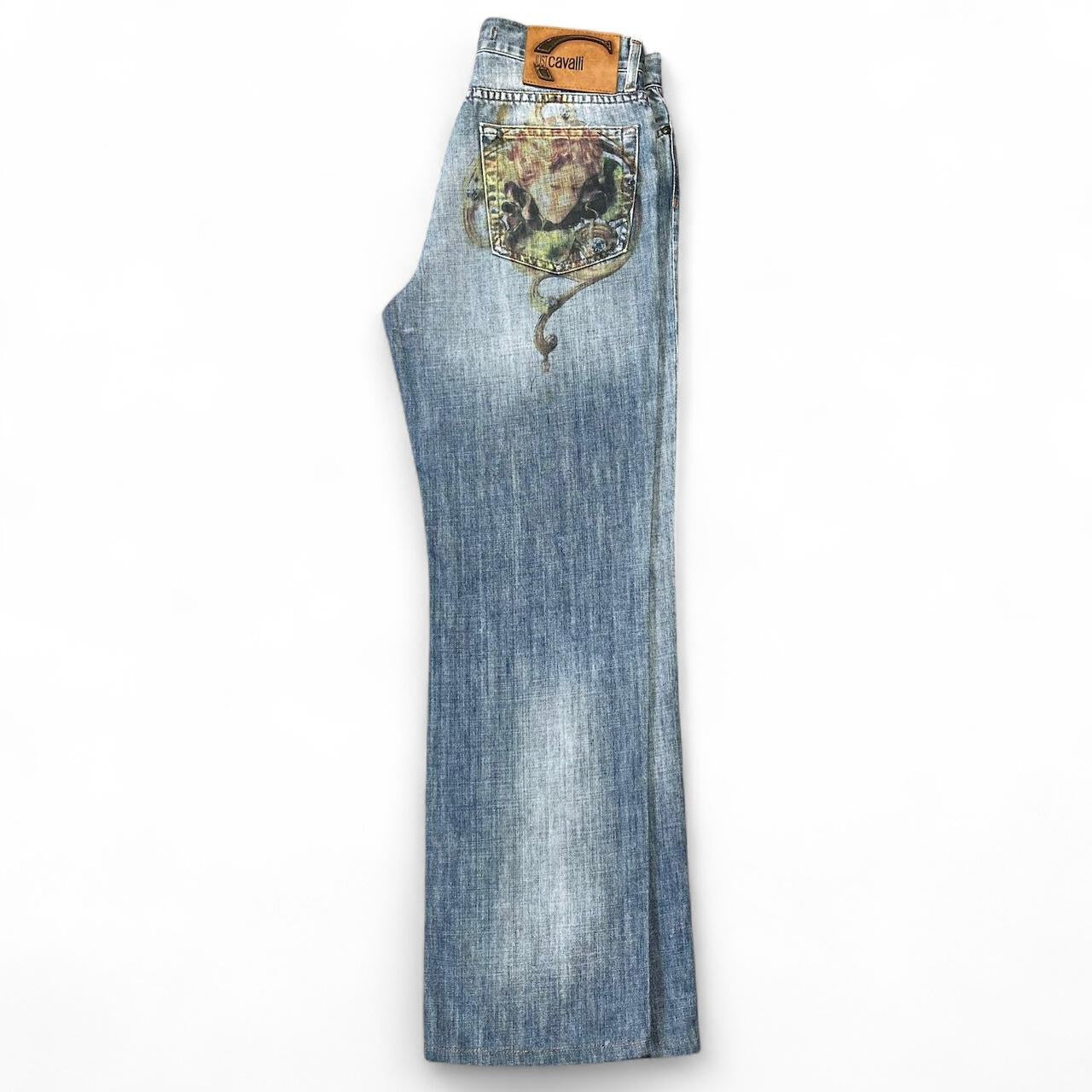 Faded angel print jeans