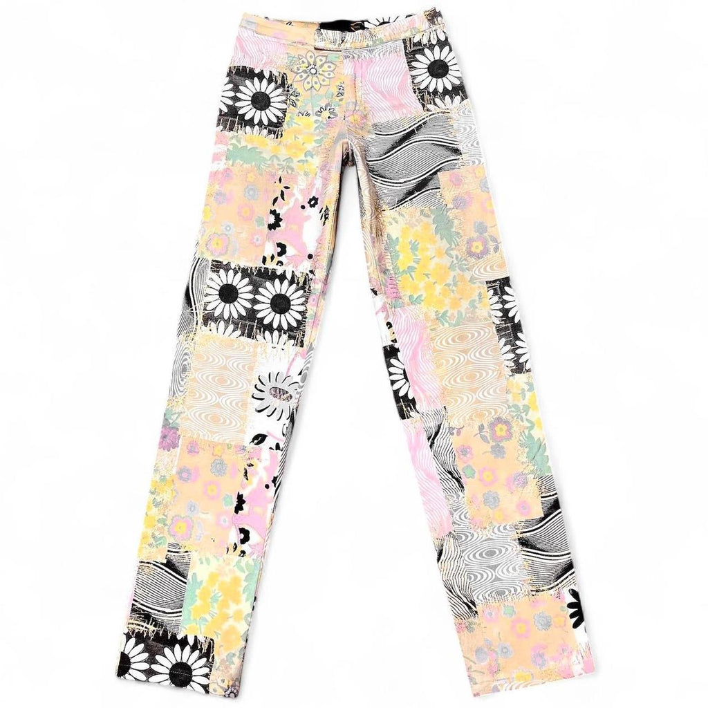 Patchwork floral print trousers