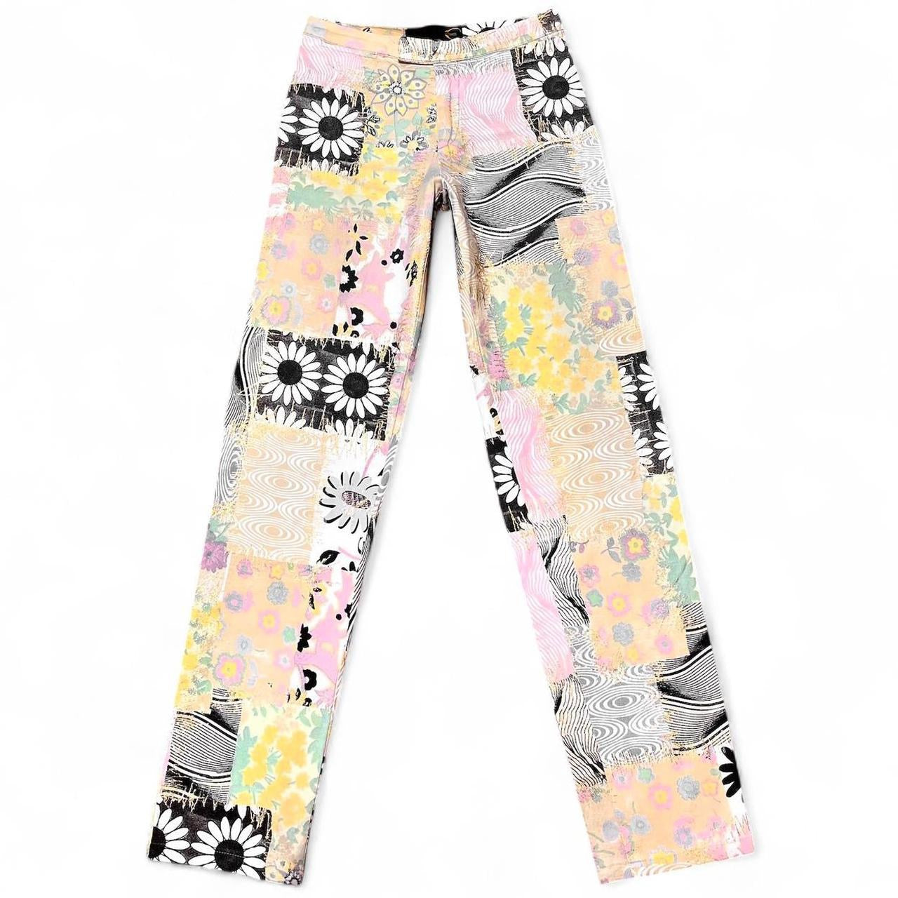 Patchwork floral print trousers