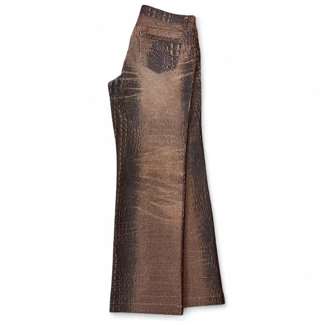 Brown ombré croc print jeans