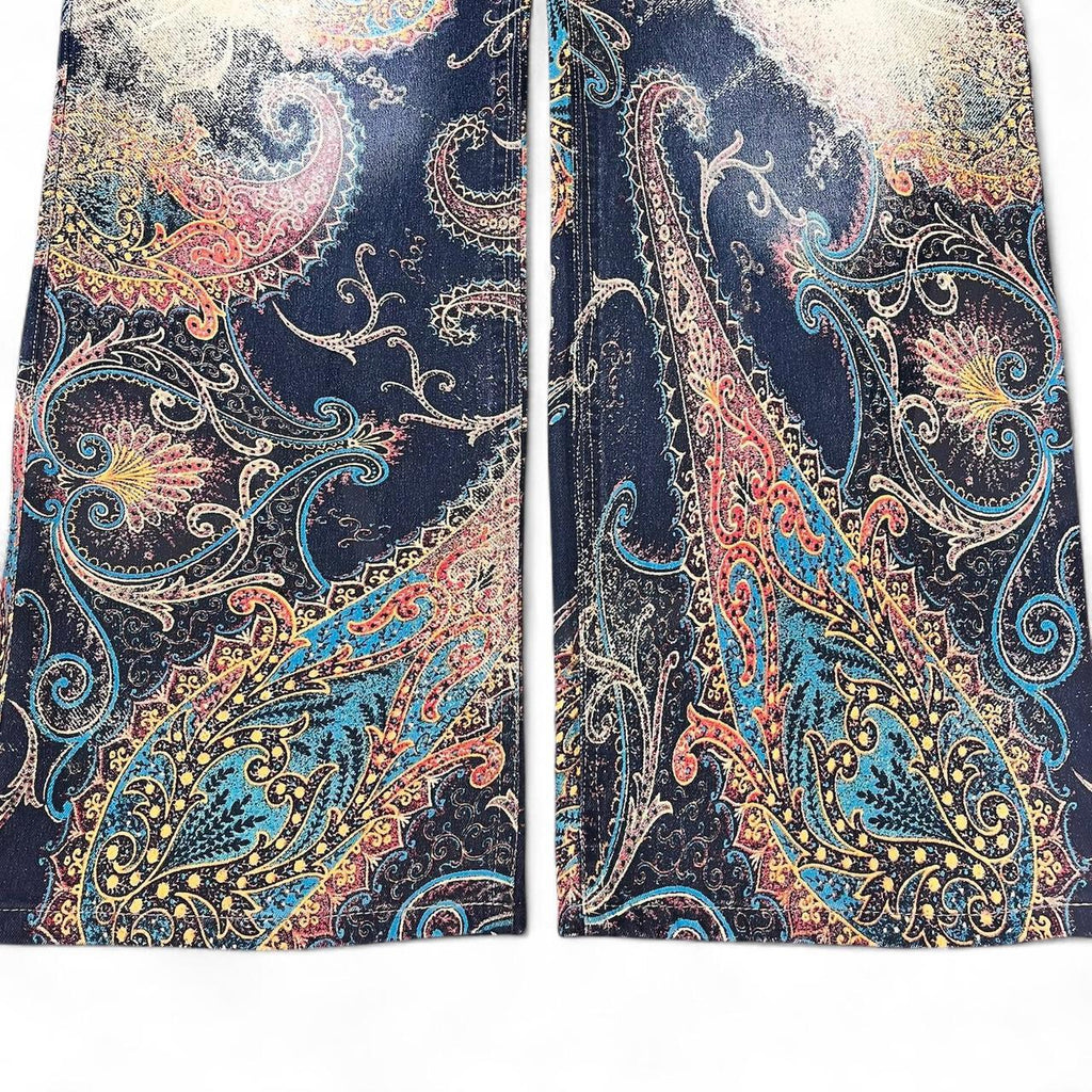 Distorted paisley print jeans