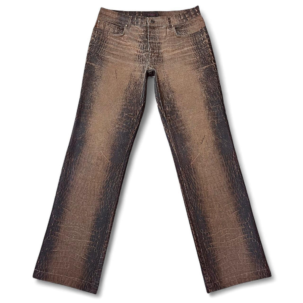 Brown ombré croc print jeans