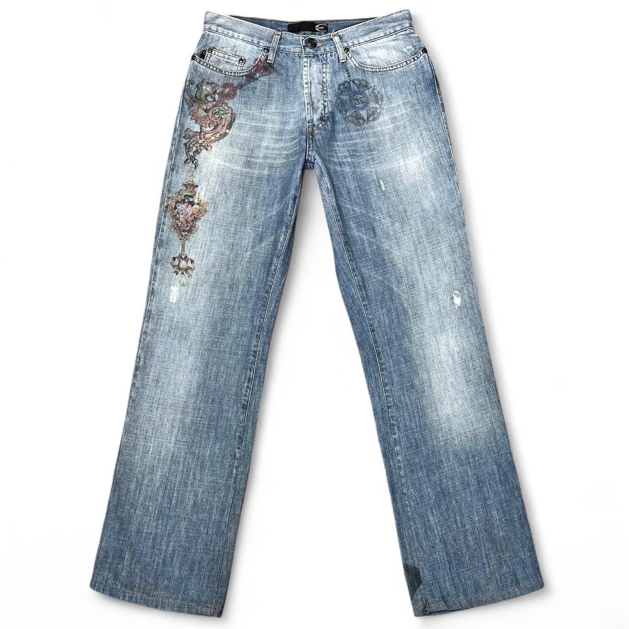 Faded angel print jeans