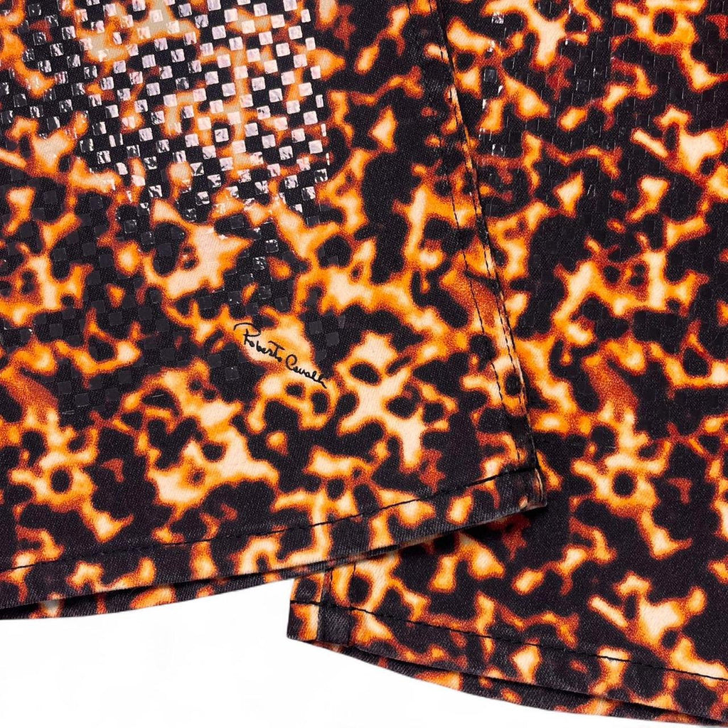 Smoldering lava print jeans
