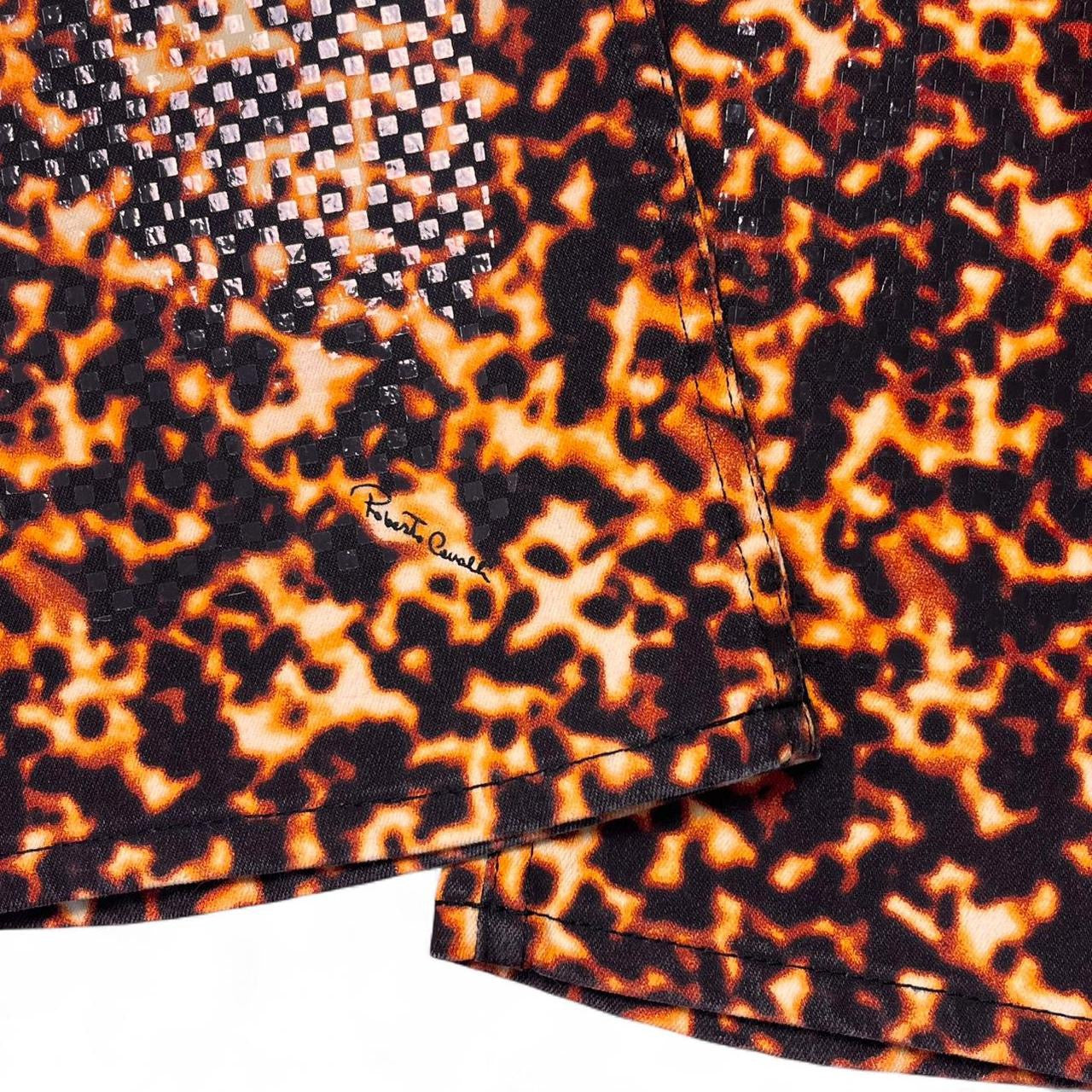 Smoldering lava print jeans