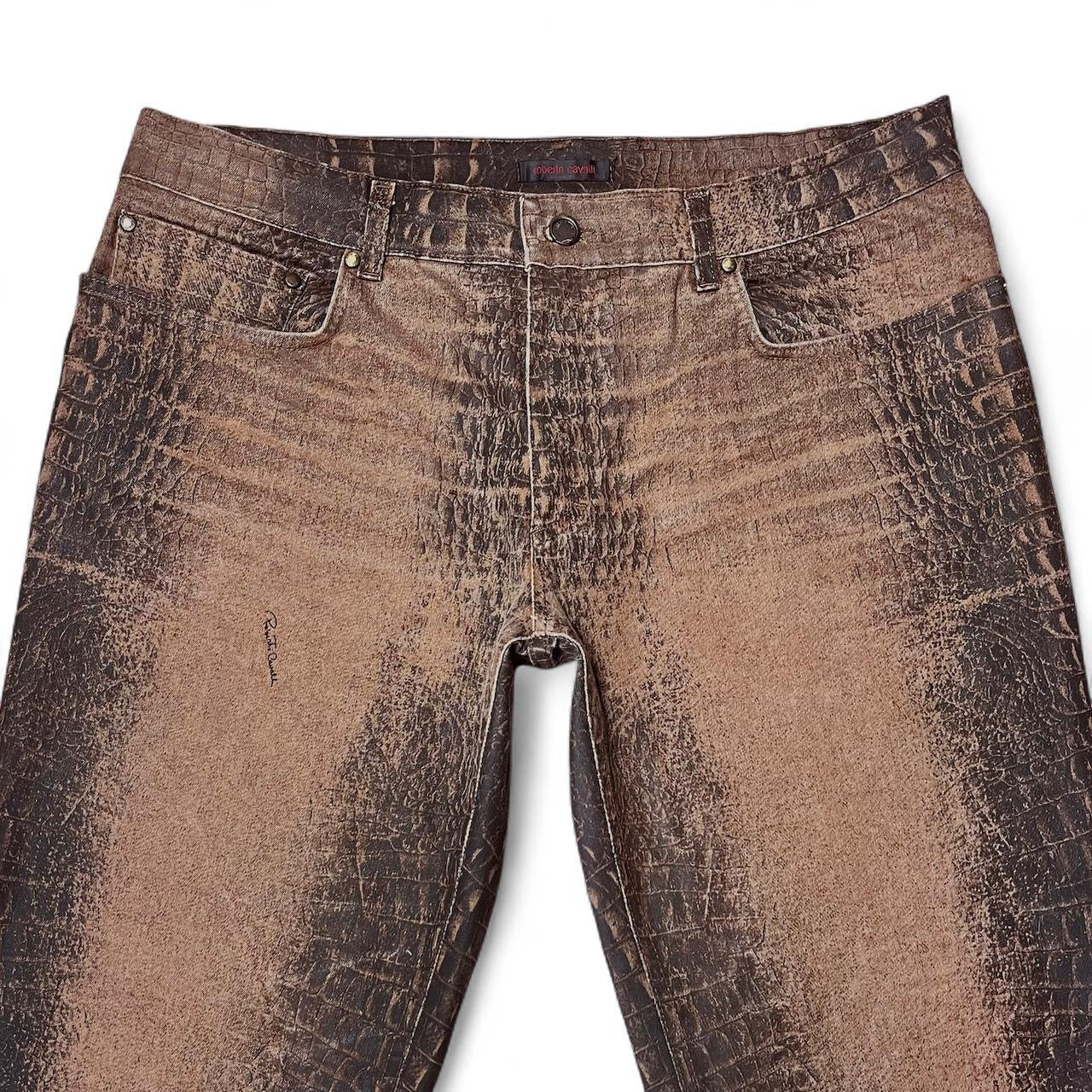 Brown ombré croc print jeans