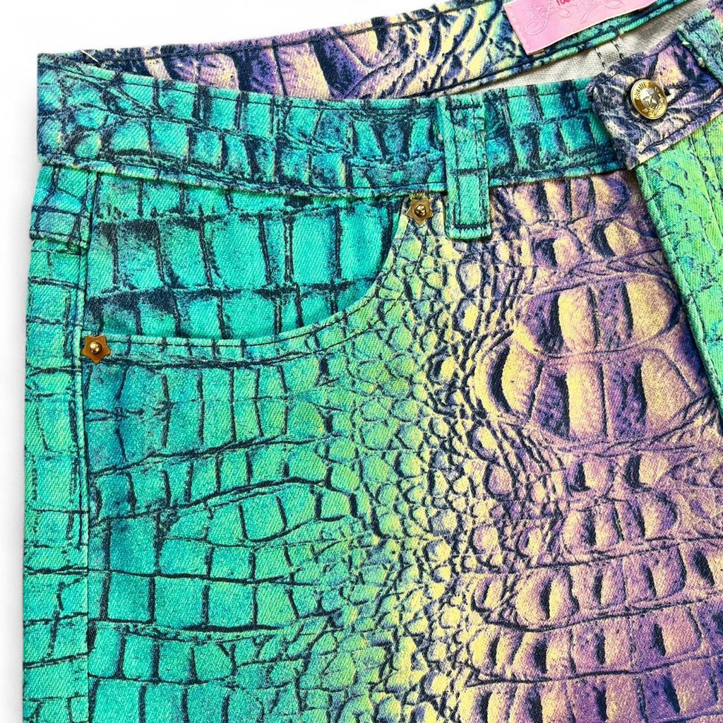 Micro mini 3D croc shorts