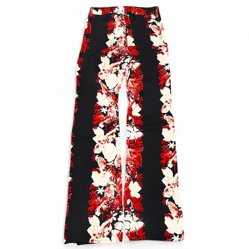 Black and red flower shadow trousers