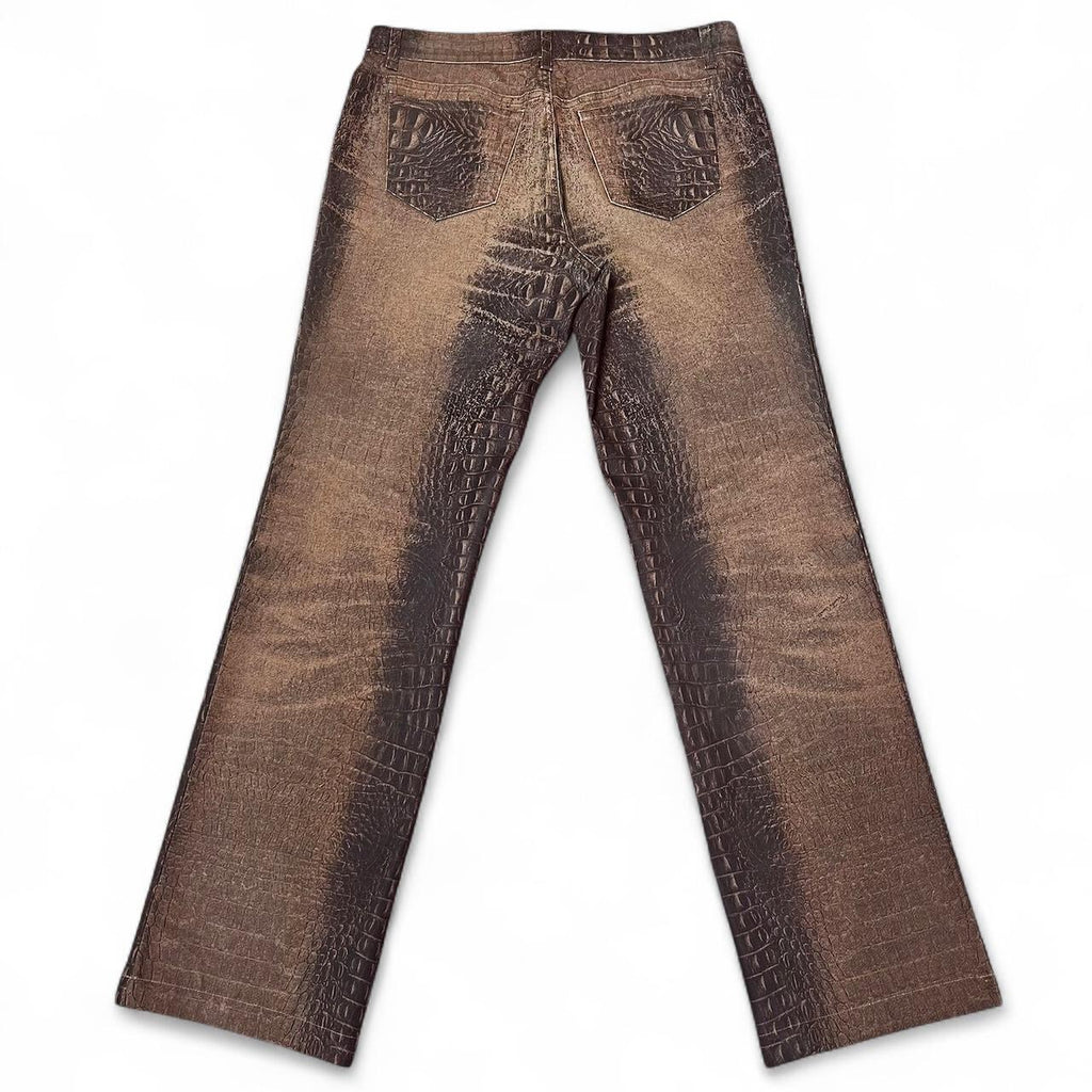 Brown ombré croc print jeans