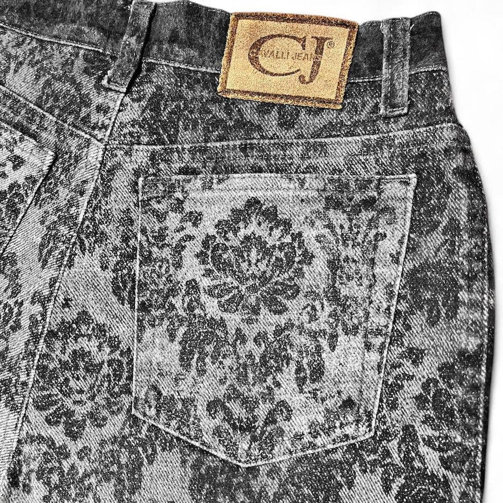 Ombré black brocade print jeans