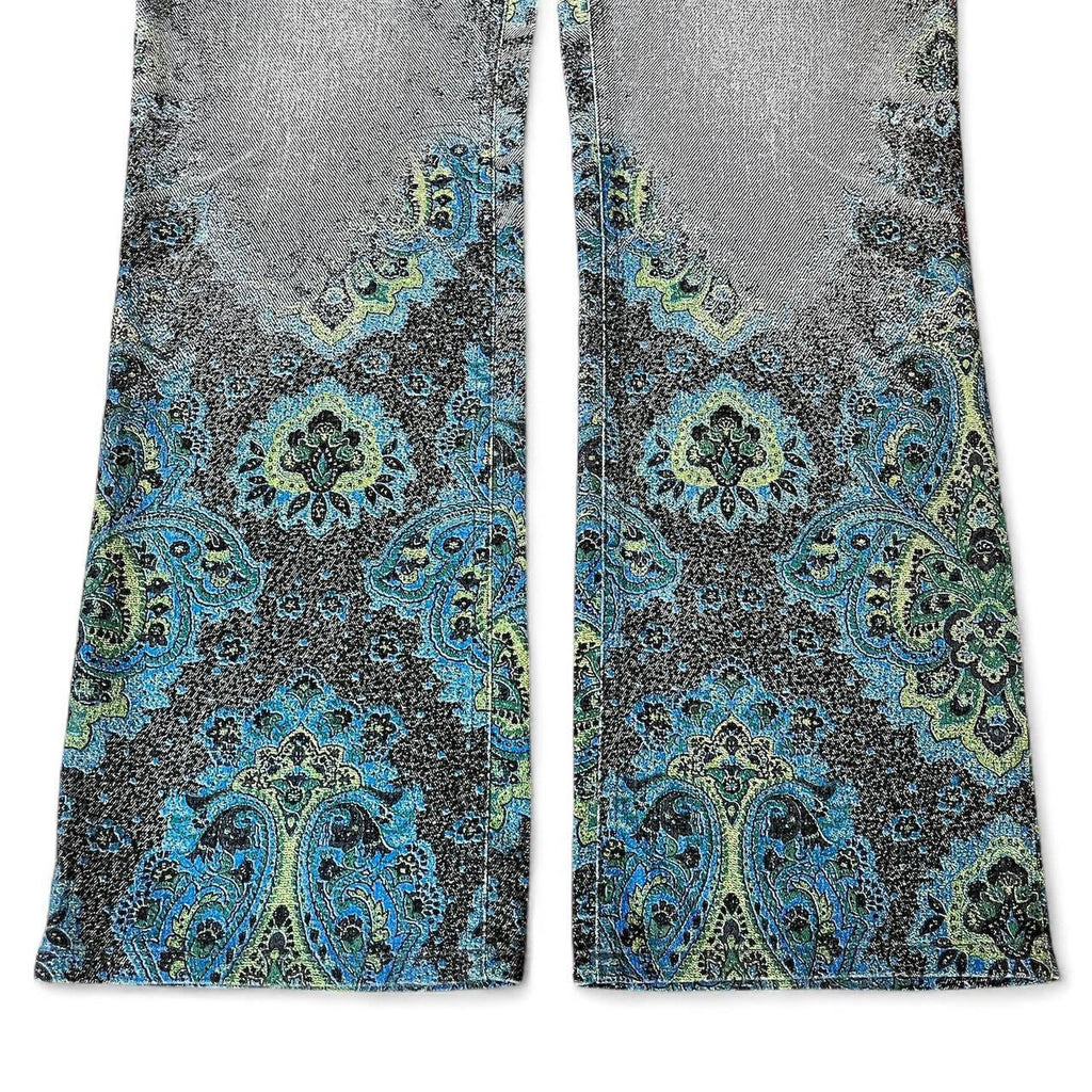 Ombré teal paisley print jeans