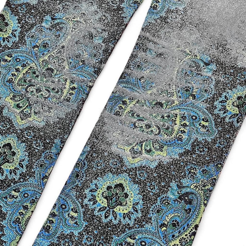 Ombré teal paisley print jeans