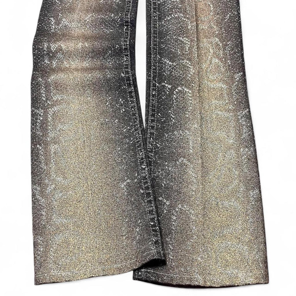 Ombré metallic snakeskin jeans