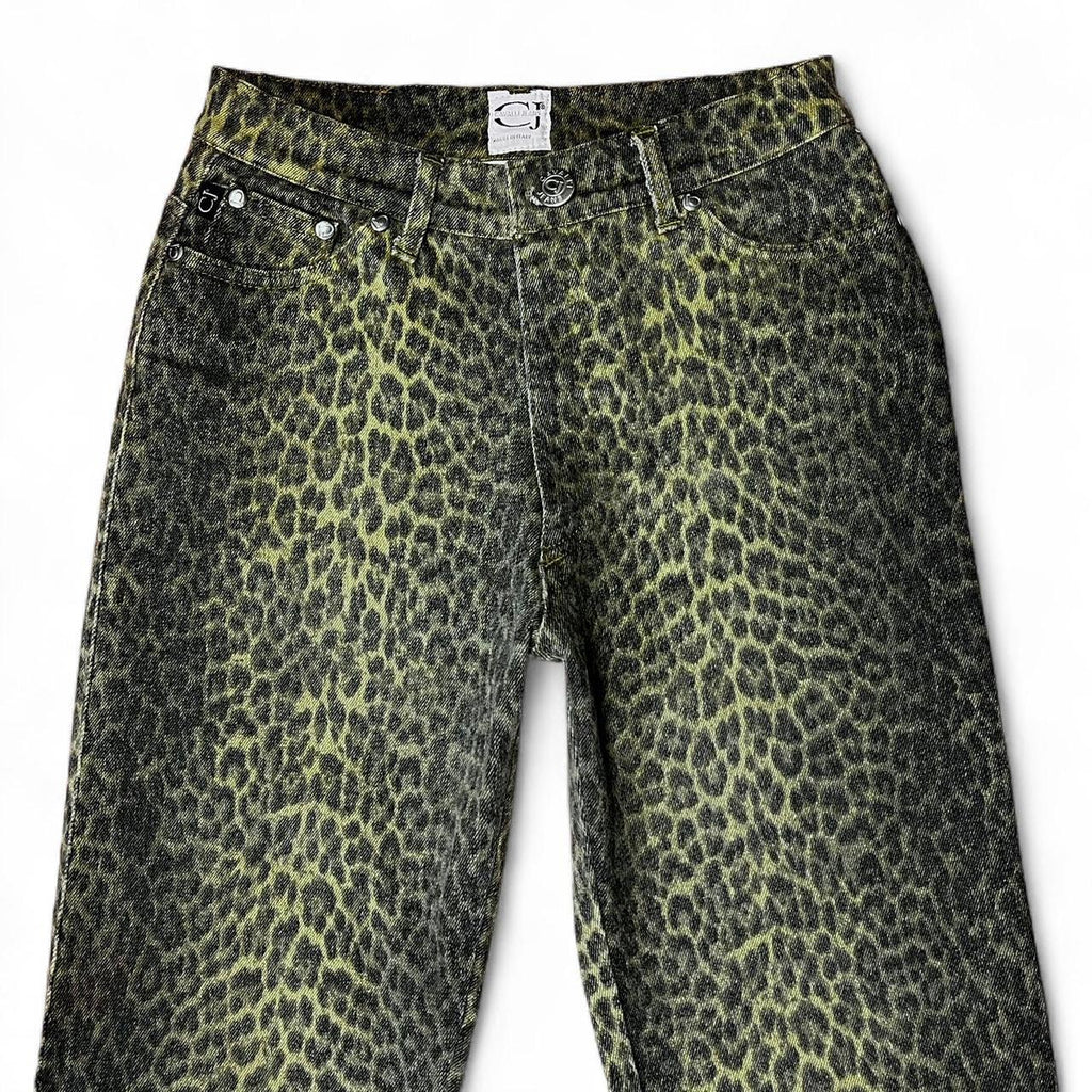 Faded leopard print jeans