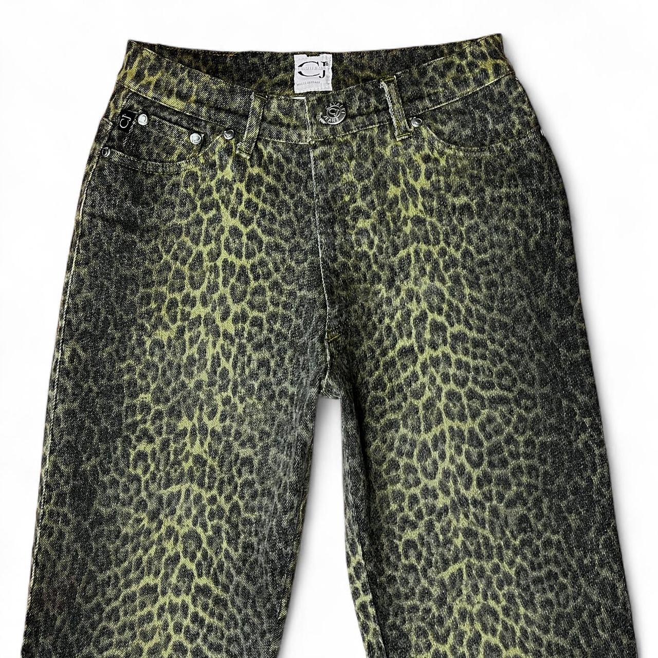 Faded leopard print jeans