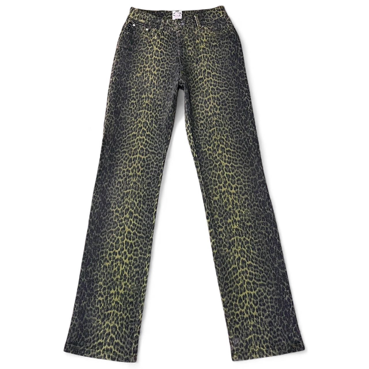 Faded leopard print jeans