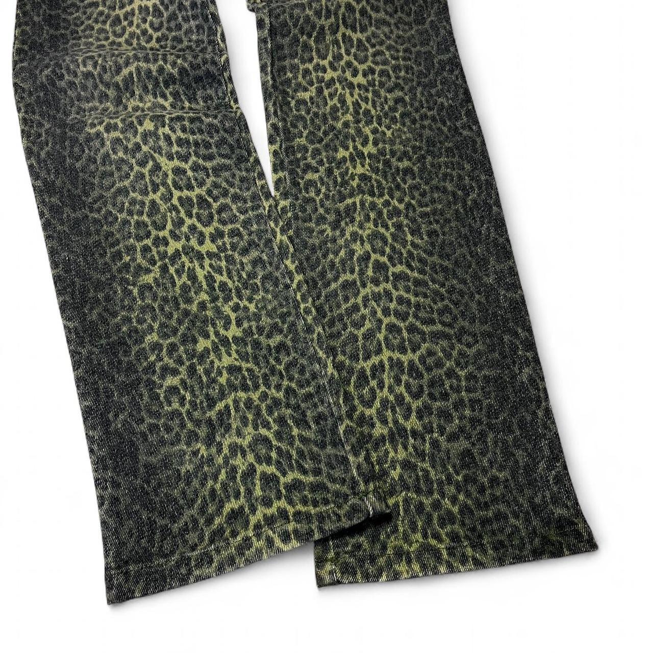 Faded leopard print jeans