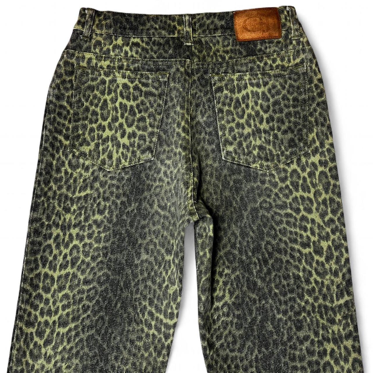 Faded leopard print jeans