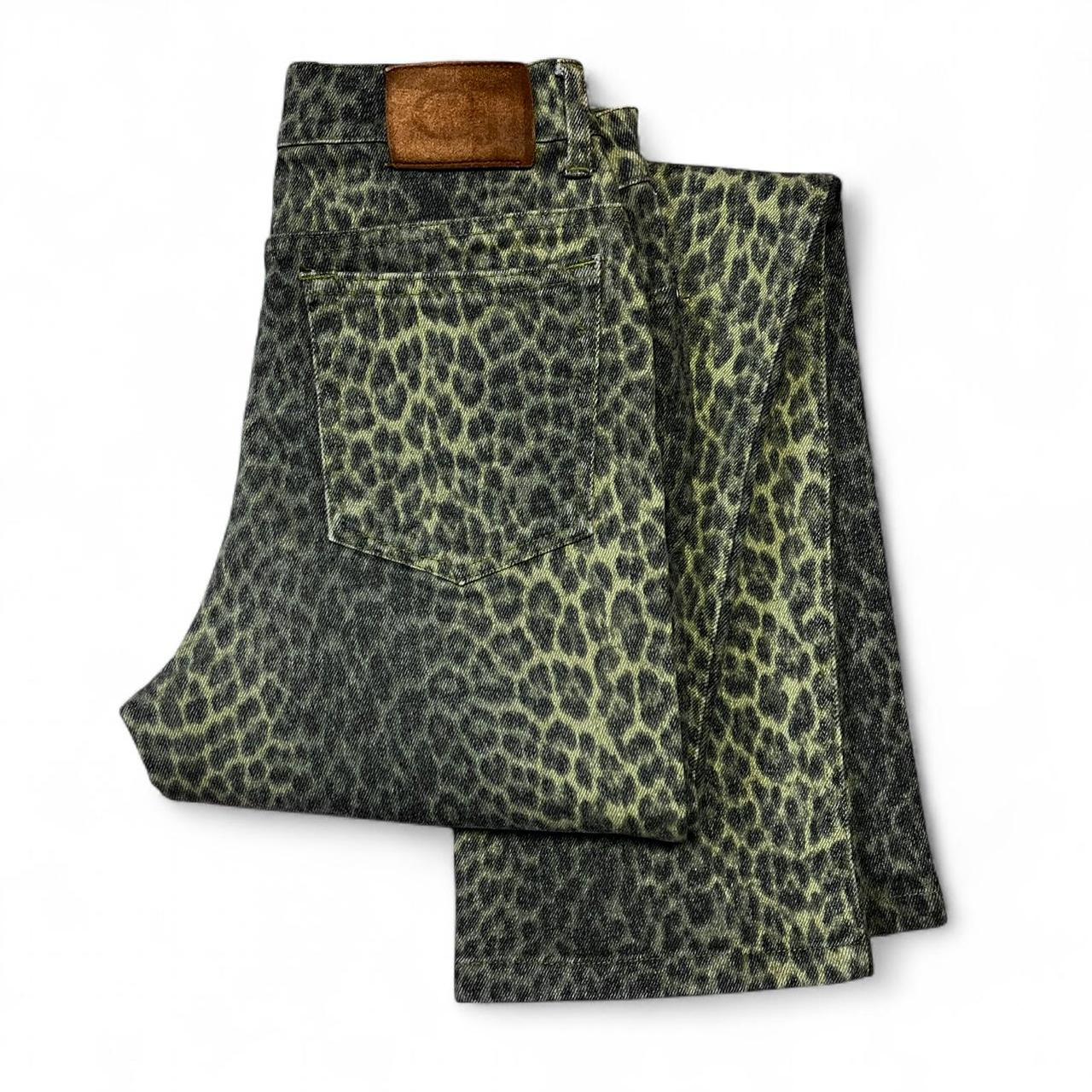 Faded leopard print jeans