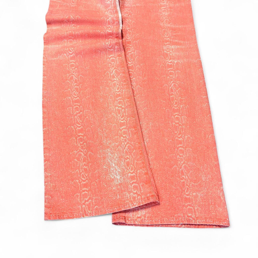 Ombré salmon snakeskin jeans