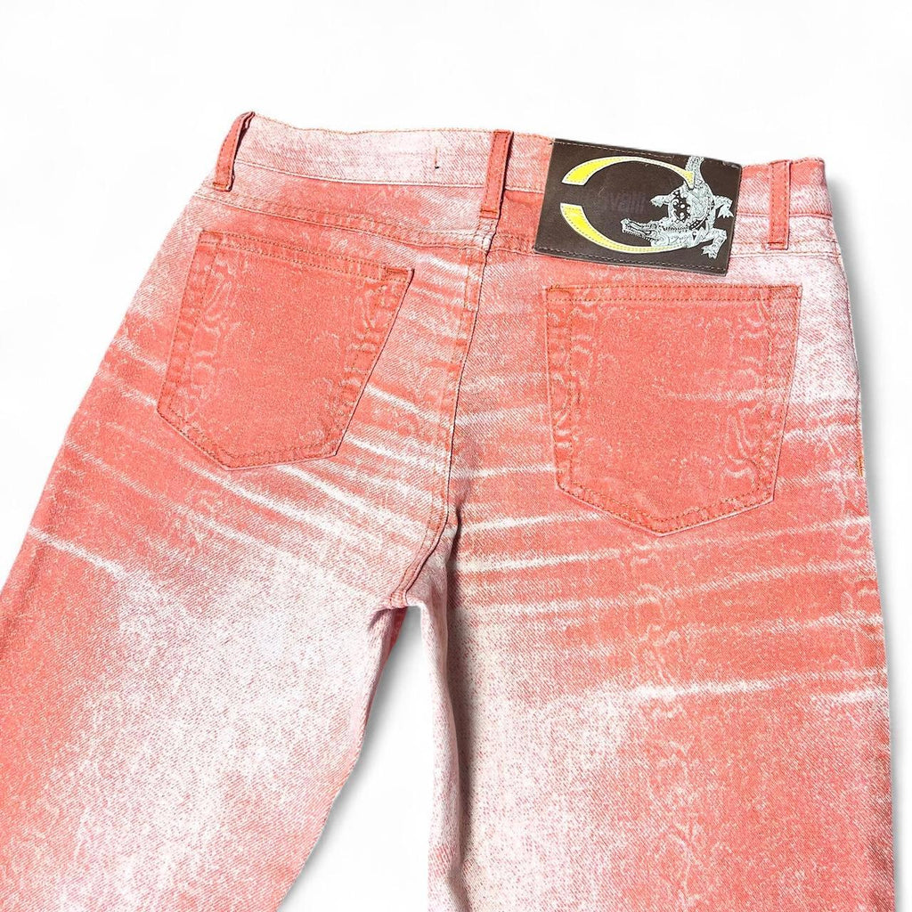 Ombré salmon snakeskin jeans