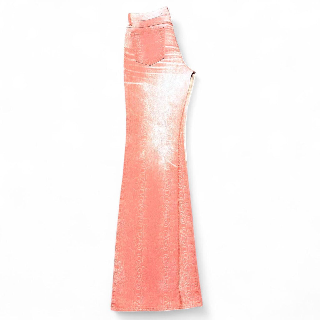 Ombré salmon snakeskin jeans