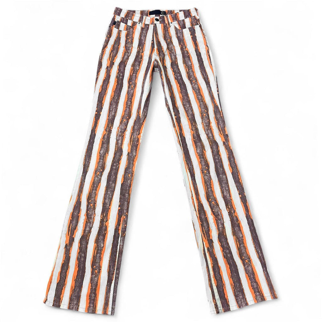 Striped paint illusion flare jeans