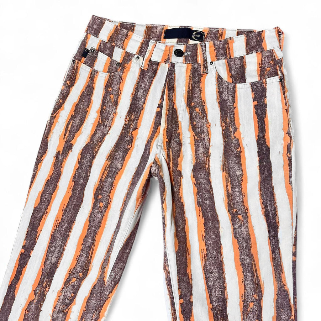 Striped paint illusion flare jeans