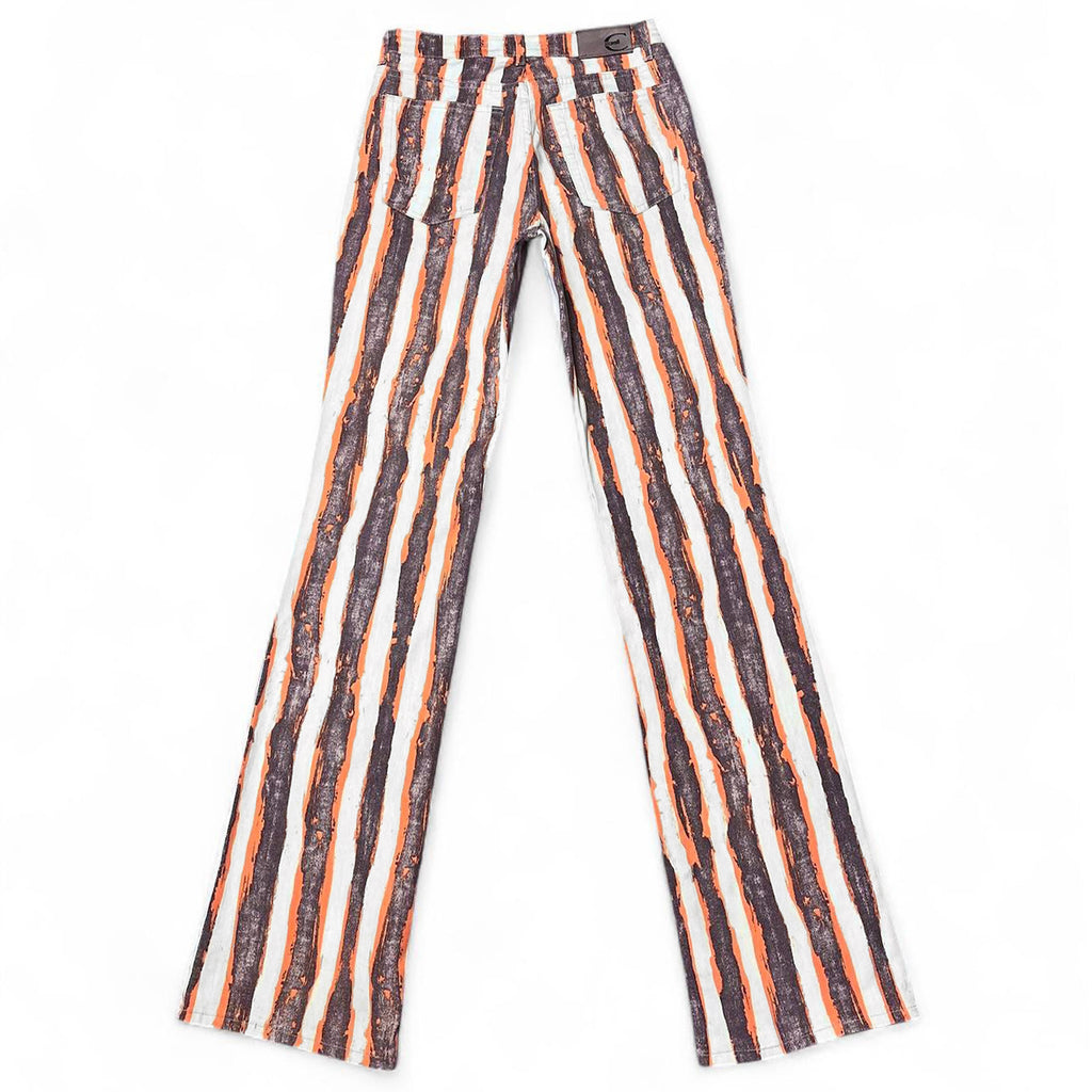 Striped paint illusion flare jeans