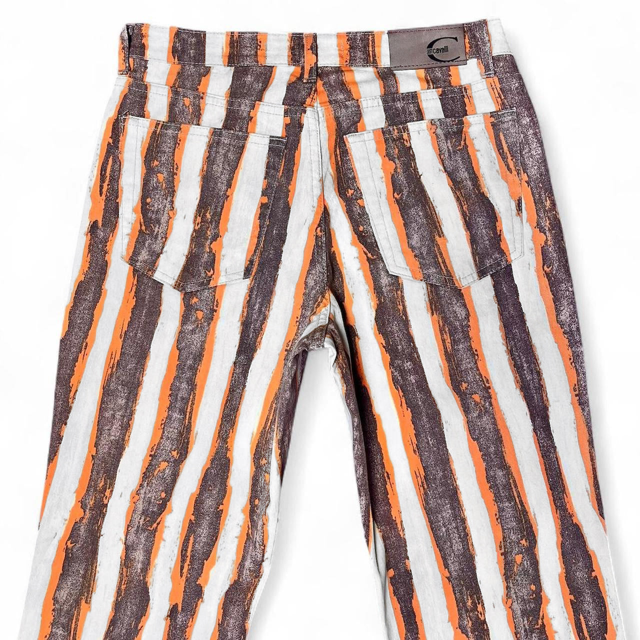 Striped paint illusion flare jeans