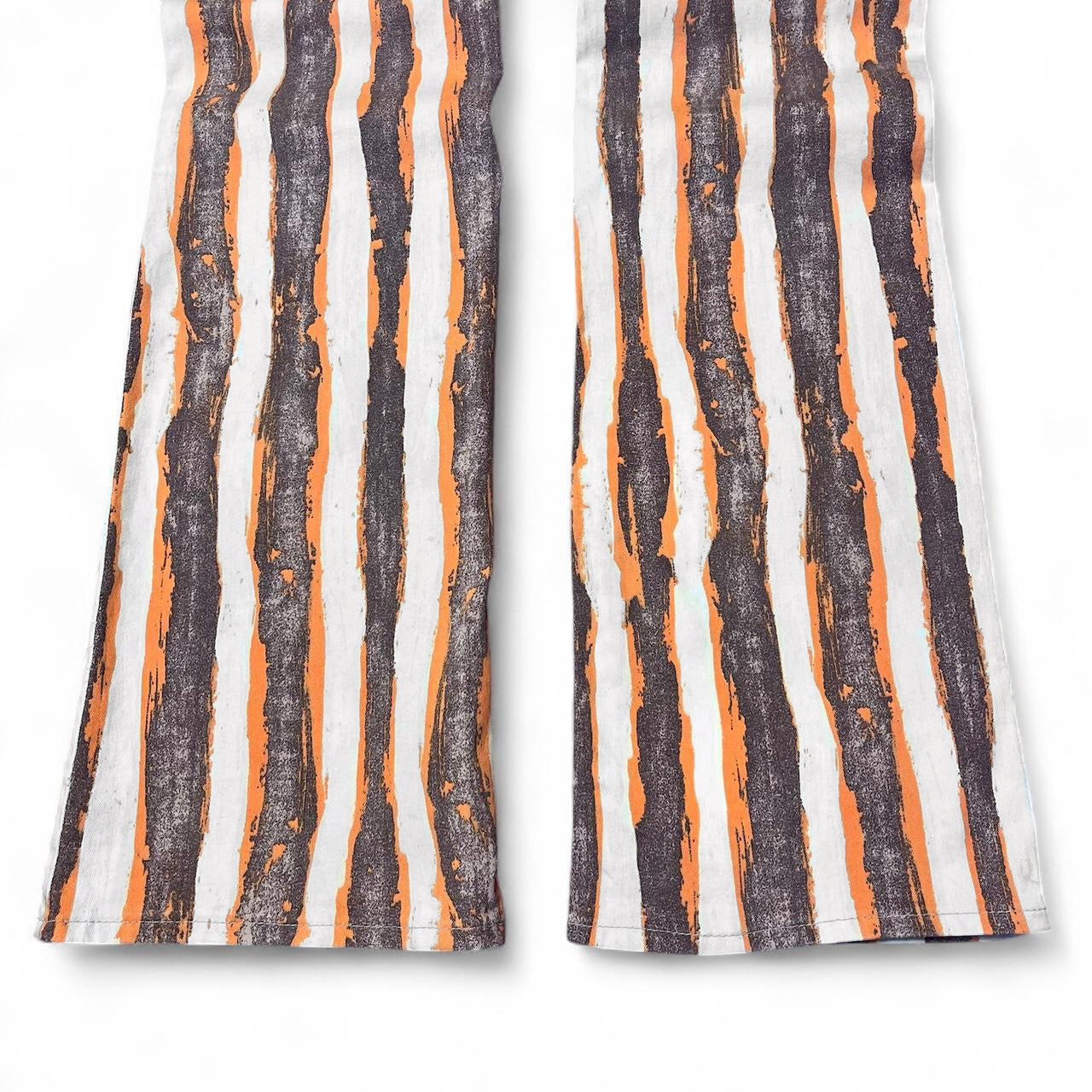 Striped paint illusion flare jeans